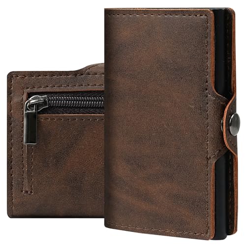 ANKENGS Portafoglio Uomo Slim con Protezione RFID