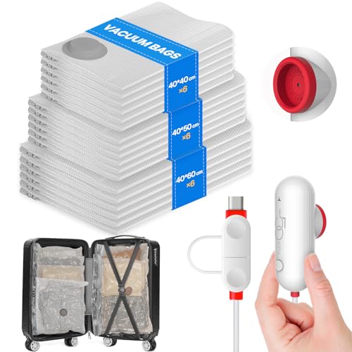 Vacbird Sacchetti sottovuoto per vestiti con pompa USB, 18 pezzi