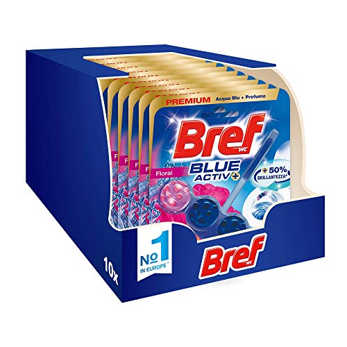 Bref Wc Blue Activ+ Floral Detergente Pastiglie, 10 Pezzi