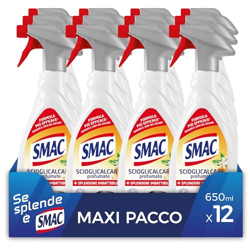 Smac Sgrassatore Scioglicalcare Spray Multisuperficie Anticalcare, 650 ml x 12 Pezzi