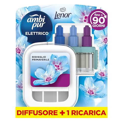 Ambi Pur 3Volution Profumatore per Ambienti con Diffusore e Ricarica, Fragranza Lenor Risveglio Primaverile
