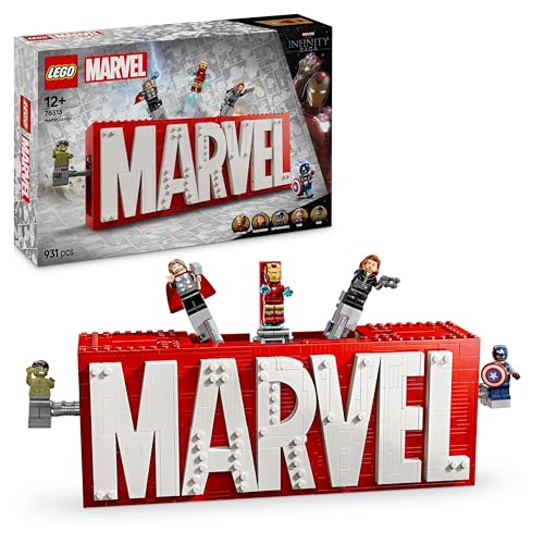LEGO Logo e Minifigure MARVEL Set da Costruzione con 5 Supereroi