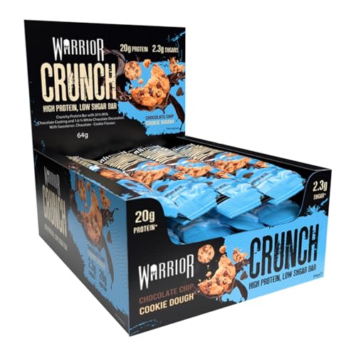 Warrior Crunch Barretta Proteica Pasta Biscotto con Gocce di Cioccolato 12x64g