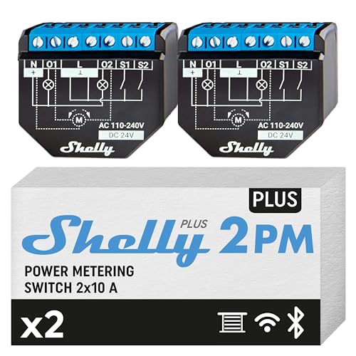 Shelly Plus 2PM Relé WiFi Bluetooth 2 canali 2 pezzi
