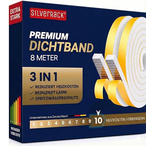 SilverRack Guarnizione autoadesiva per porta, 8 m, 2 rotoli da 4 m