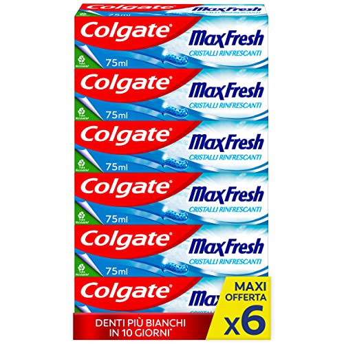 Colgate Max Fresh Dentifricio Rinfrescante, 6 Tubi da 75ml