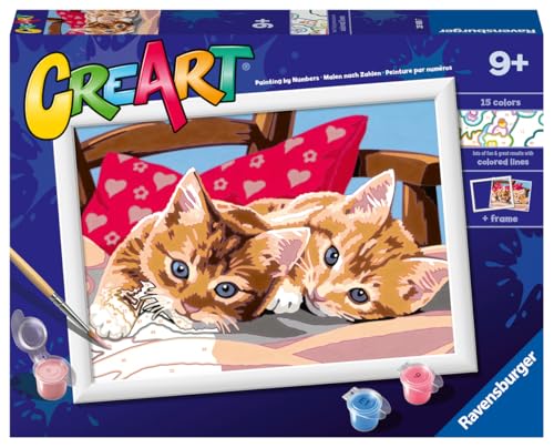 Ravensburger CreArt Gattini sul cuscino, Kit pittura con numeri