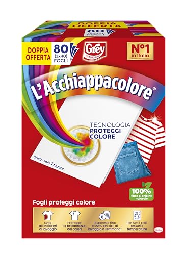 Grey L'Acchiappacolore Fogli Cattura Colore Lavatrice, 80 fogli