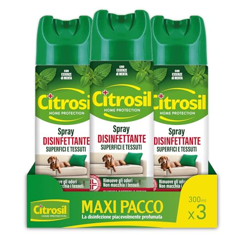 Citrosil Disinfettante Spray Azione Virucida Completa, Essenza di Menta, 300 ml