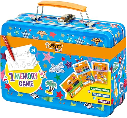 Bic Kids Valigetta Colori per Bambini con Matite, Pastelli, Pennarelli e Memory, 64 Pezzi