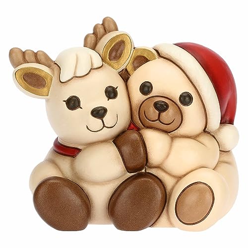 THUN Teddy e Renna Robin Abbracciati in Ceramica