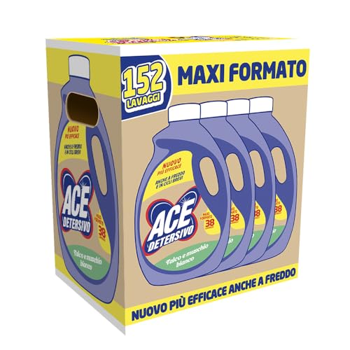 ACE Detersivo Igienizzante Liquido Lavatrice Talco & Muschio Bianco, 152 Lavaggi