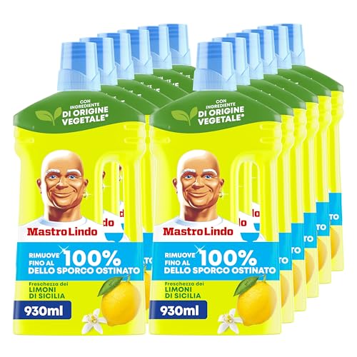 Mastro Lindo Detersivo Pavimenti Multiuso, 12 x 930ml, Profumo Limoni di Sicilia