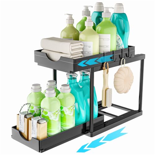Organizer Sottolavello Cucina a 2 Livelli con Ganci