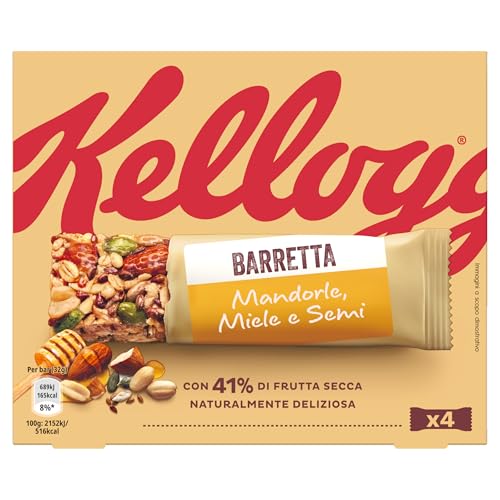 Kellogg's Barretta Mandorle Miele e Semi, 4 pezzi