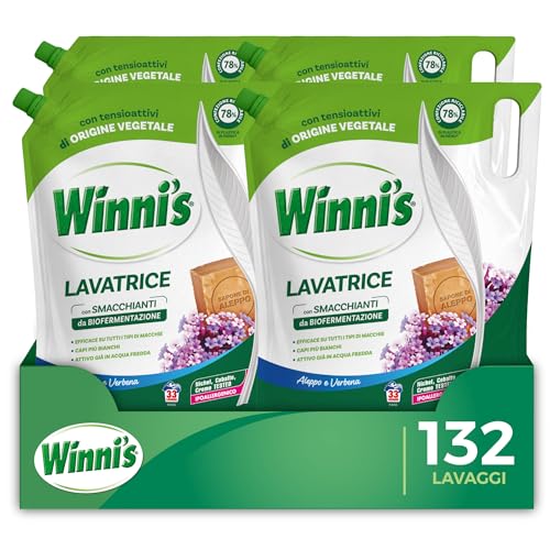 Winni’s Detersivo Lavatrice Ipoallergenico Ecoformato Aleppo e Verbena, 132 Lavaggi