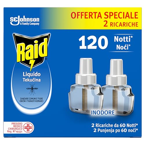 Raid Liquido Elettrico Antizanzare Doppia Ricarica Inodore 36ml