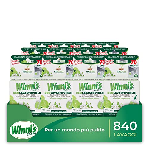 Winni's Deodorante Lavastoviglie Lime e Fiori di Mela, 840 Lavaggi, 12 Confezioni