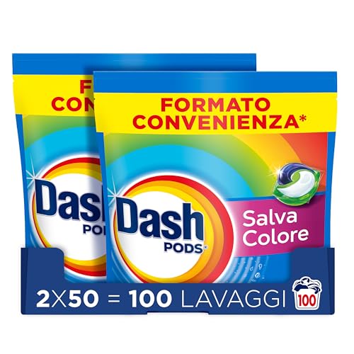 Dash Pods Detersivo Lavatrice, 100 Lavaggi (2x50), Salva Colore