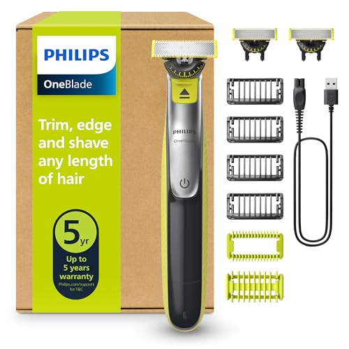 Philips OneBlade 360 Autentico Regolabarba elettrico per viso e corpo, rasoio e spazzola per il corpo, 3 lame, 4 pettini per barba