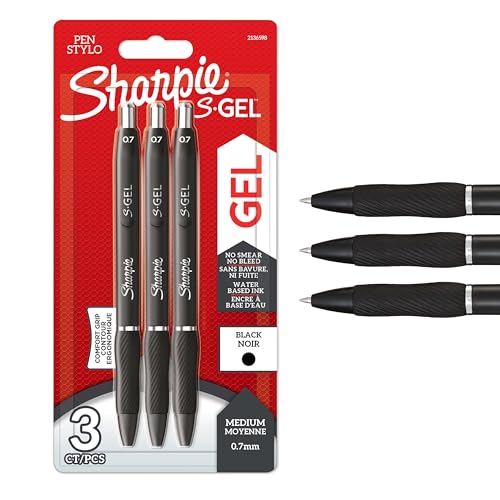 Sharpie S-Gel Penne gel Punta media 0,7 mm Inchiostro nero Confezione da 3