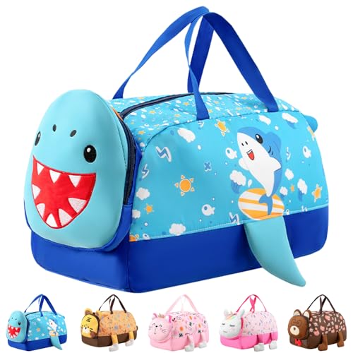 KORVANO Borsa Sportiva per Bambini, Impermeabile Borsone Piscina Sportiva, Borsa da Viaggio Ragazzi Ragazze, Weekender Borsas da Palestra per Viaggi, Fitness, Sport, 48 x 25 x 20 cm