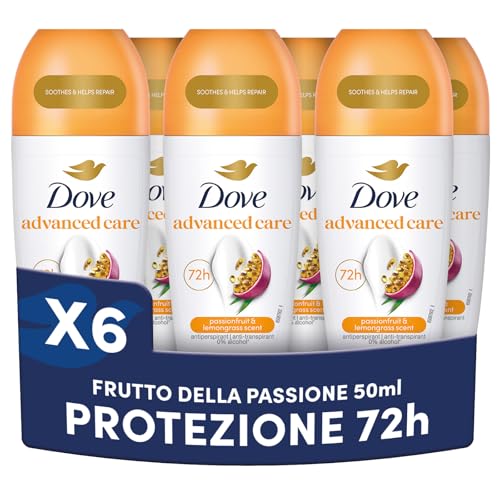 Dove Advanced Care Deodorante Roll On Passion Fruit, 6 Pezzi da 50 ml