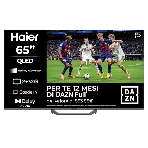 Haier Smart TV 65" QLED 4K Ultra HD con Google TV e Dolby Audio