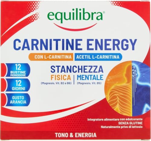 Equilibra Carnitina con L-Carnitina e Acetil L-Carnitina 200mg, 12 Bustine