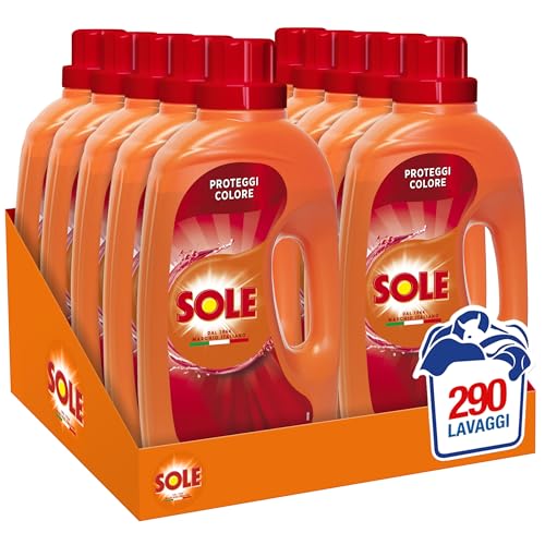Sole Detersivo Lavatrice Liquido Proteggi Colore 290 Lavaggi, Formula Igienizzante
