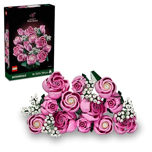 LEGO Botanicals Bouquet di Rose Rosa - Set di Costruzione Fiori Finti per Adulti