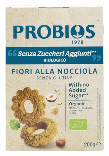 Probios Fiori alla Nocciola biologici - Biscotti senza glutine e lattosio, 8x200g