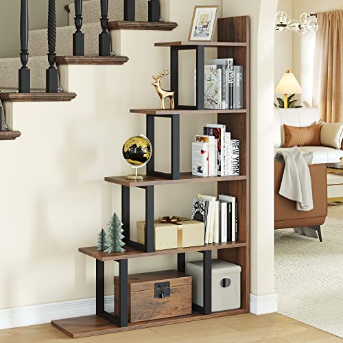 YITAHOME Libreria angolare a 5 livelli, stile industriale vintage