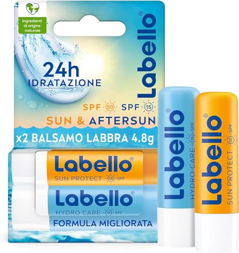 Labello Burrocacao Labbra Sun Protect SPF30 e Hydro Care SPF15, 2 Stick da 4.8 g