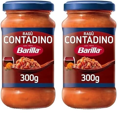 Barilla Sugo Ragù Contadino, Salsa Pronta al Pomodoro con Vino Rosso, Sugo Pronto, Confezione da
