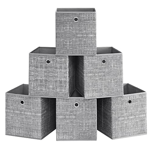 SONGMICS Scatole Portaoggetti, Set di 6 Contenitori in Tessuto Non Tessuto con Manico