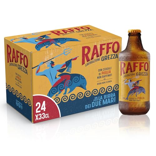 Raffo Lavorazione Grezza Birra Lager Non Filtrata, 24 Bottiglie da 33 cl