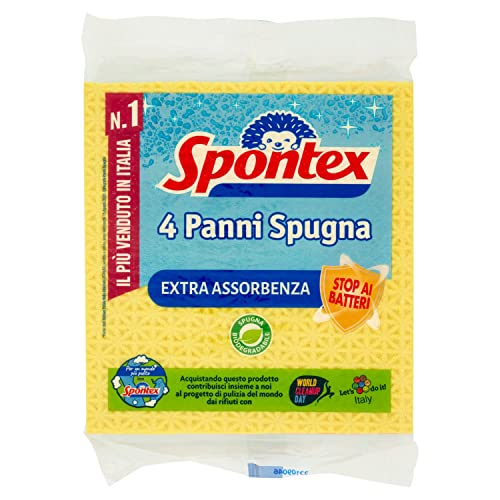 Spontex Panni Spugna in Cellulosa Biodegradabile, 4 Pezzi