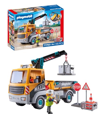PLAYMOBIL Action Heroes Camion da Cantiere con Gru Set 71750