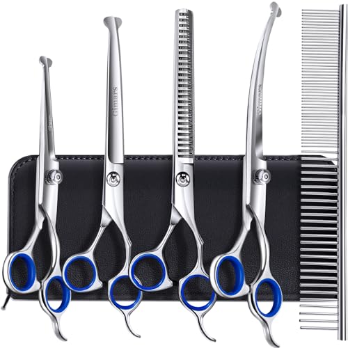 Gimars 4CR Forbici Toelettatura Cani Professionali 6 In 1 Acciaio Inox