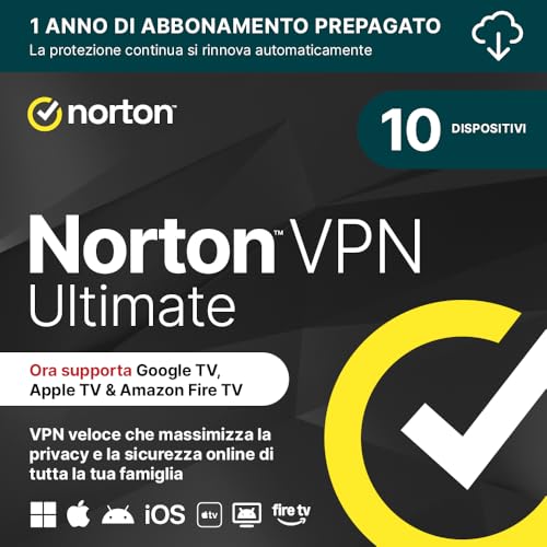 Norton VPN Ultimate 2026, 10 dispositivi, 1 anno