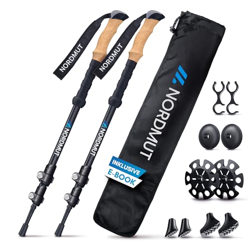 NORDMUT Bastoncini da Trekking Telescopici in Alluminio Ultralight con Impugnatura in Sughero