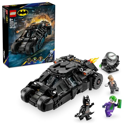 LEGO DC Tumbler di Batman Contro Two-Face e The Joker, Batmobile Giocattolo con 3 Minifigure