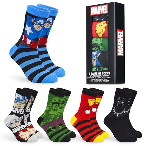 Marvel Calzini Uomo Pacco da 5 Calze Supereroi Blu Multi