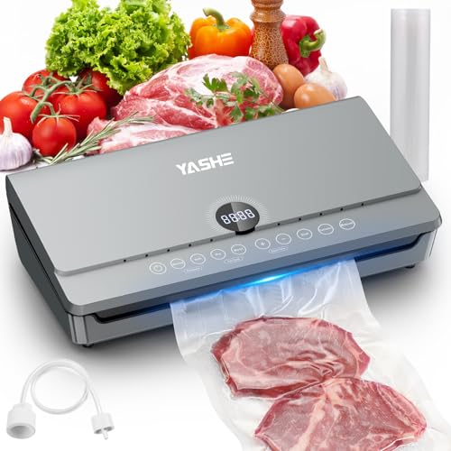 YASHE Macchina Sottovuoto Alimenti 80KPa 10 in 1 con Doppio Sigillo