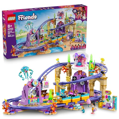 LEGO Friends Montagne Russe della Sirenetta - Giocattolo Interattivo con 3 Carrozze, 5 Mini Bamboline