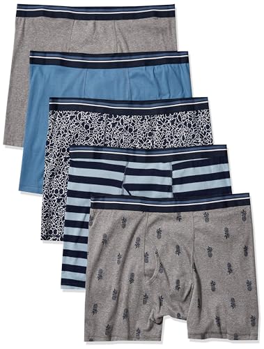 Amazon Essentials Boxer Aderenti in Cotone Traspirante, Confezione da 5