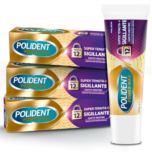Polident Super Tenuta + Sigillante Adesivo per Protesi Dentale, 3x40g