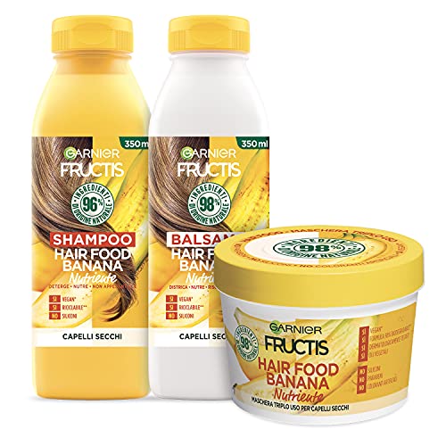 Garnier Fructis Hair Food Banana Nutriente Kit Shampoo, Balsamo e Maschera