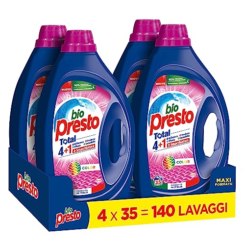 Bio Presto Detersivo Liquido per Lavatrice 35 Lavaggi, Confezione da 4